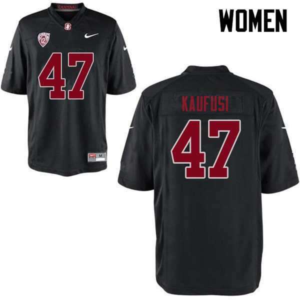 Women #47 Tangaloa Kaufusi Stanford Cardinal College Football Jerseys Sale-Black - Click Image to Close